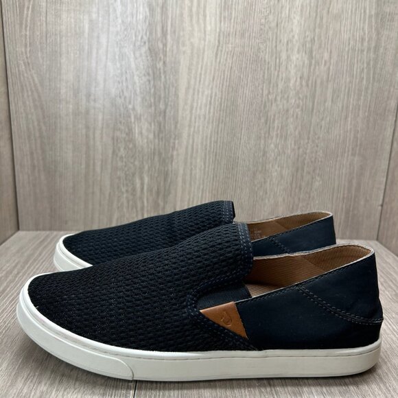 OluKai Pehuea Slip-on Sneaker Womens 9 Breathable Mesh Comfort Black 20271-4040 - Picture 2 of 13